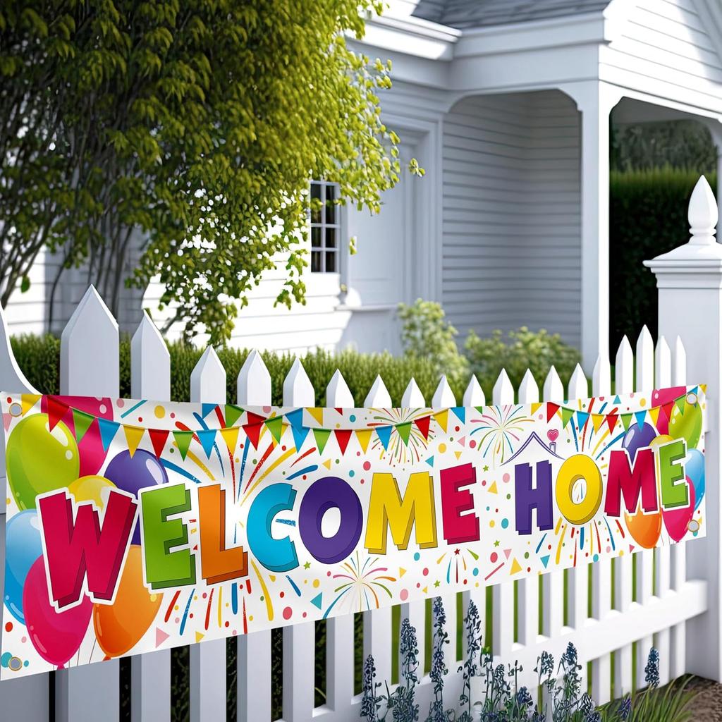 Welcome Home Banner - Welcome Back Decorations - 6 X 1.3ft - We Missed You Banner (White)