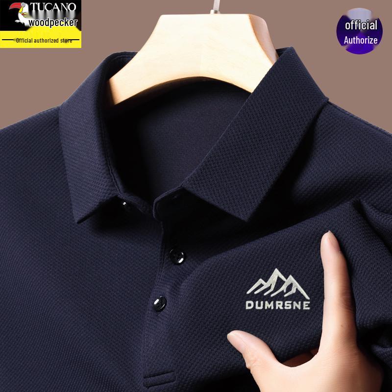 

Woodpecker Men s Lapel Long Sleeve Polo Shirt - Casual Solid Color, Plus Size, Trendy Spring/Autumn Style. 4XL for 180—210 lbs