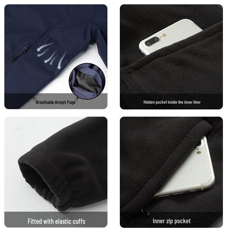 Luodike Unisex 3-in-1 Outdoor Windbreaker with Fleece Liner