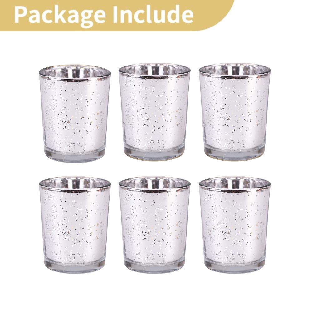 Speckled Mercury Glass Candle Holder 6/12Pcs Tealight Candle Holder for Wedding Cafe Bar Birthday Home Decoration Party Gift