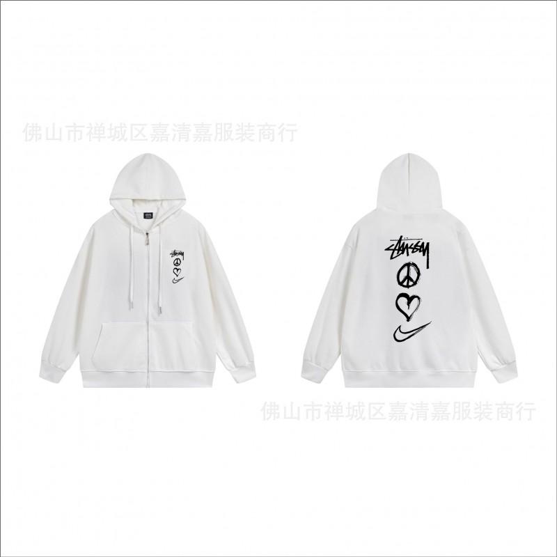 Unisex mikina s kapucí na zip s potiskem Bavlněný svetr Lehká podzimní zimní neformální svrchní oblečení
