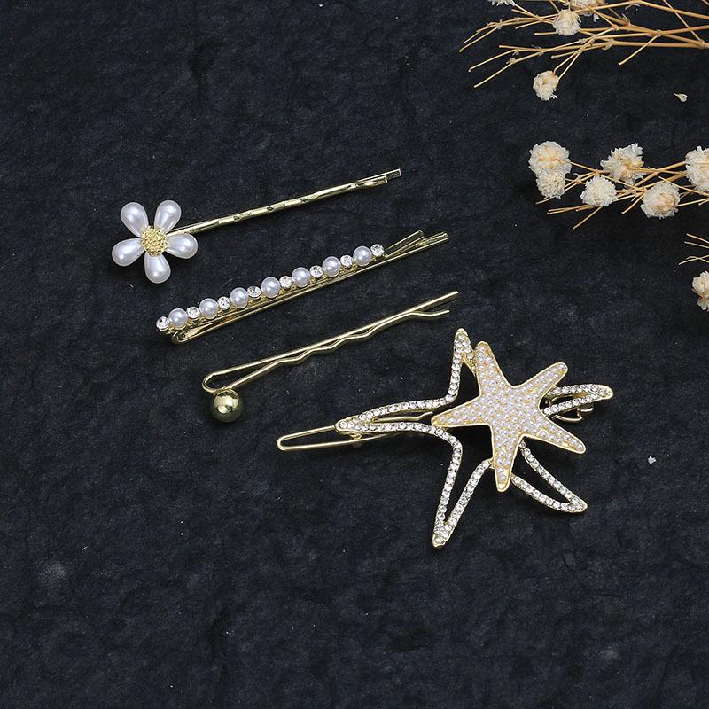 Hochwertige Imitationsperlen-Klammer, Seestern-Haarschmuck, Einfache Pony-Kante-Klammer für Mädchen, Frosch-Schnallen-Haarnadel, Haarnadel, Wort-Klammer.