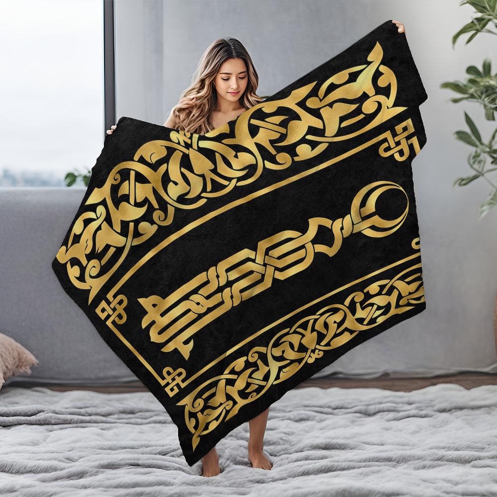 Goldene Islamische Gebetsmatte mit kunstvollem arabischem Muster Muslimischer Dekorations Teppich Moschee Teppich Islamisches Geschenk