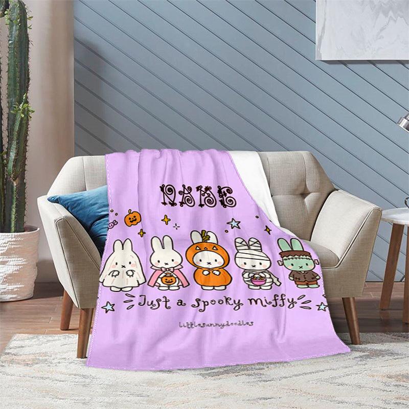 Custom Name Miffy Rabbit Strawberry Blanket Suitable All Seasons Soft Comfortable Sofa Office Home Blanket Suitable For All Seasons Home Decor