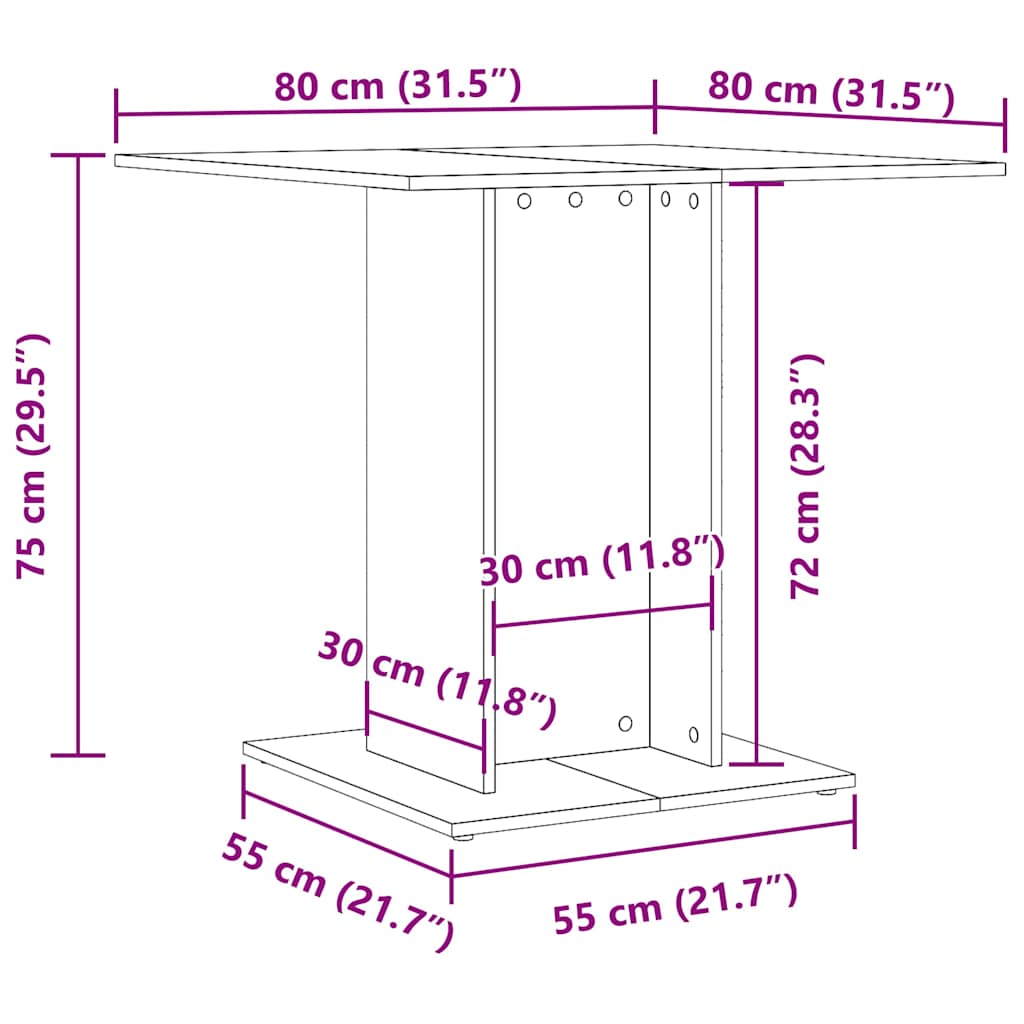 Dining Table Gray Sonoma 80x80x75 cm Engineered Wood