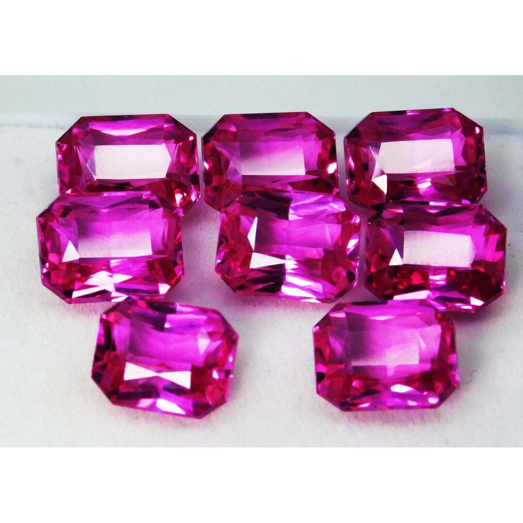 67.85 Ct Natural CERTIFIED Sapphire Pink Color Emerald Cut 8 Pcs Loose Gemstone ys-2354