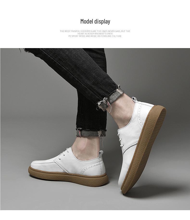 Pánské bílé ležérní skate boty s vrchní částí z pravé kůže a šlachovitými podrážkami