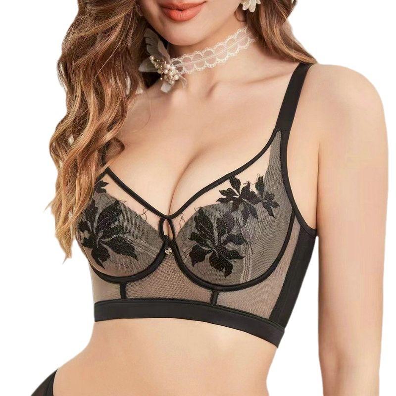 

Ультратонкий Сексуальный Хрустальный Чашка Дышащий Бюстгальтер Удобный Мягкий Кольцо из Стали Верхняя Поддержка Предотвращает Провисание Регулируемое Нижнее Белье 90D чёрный