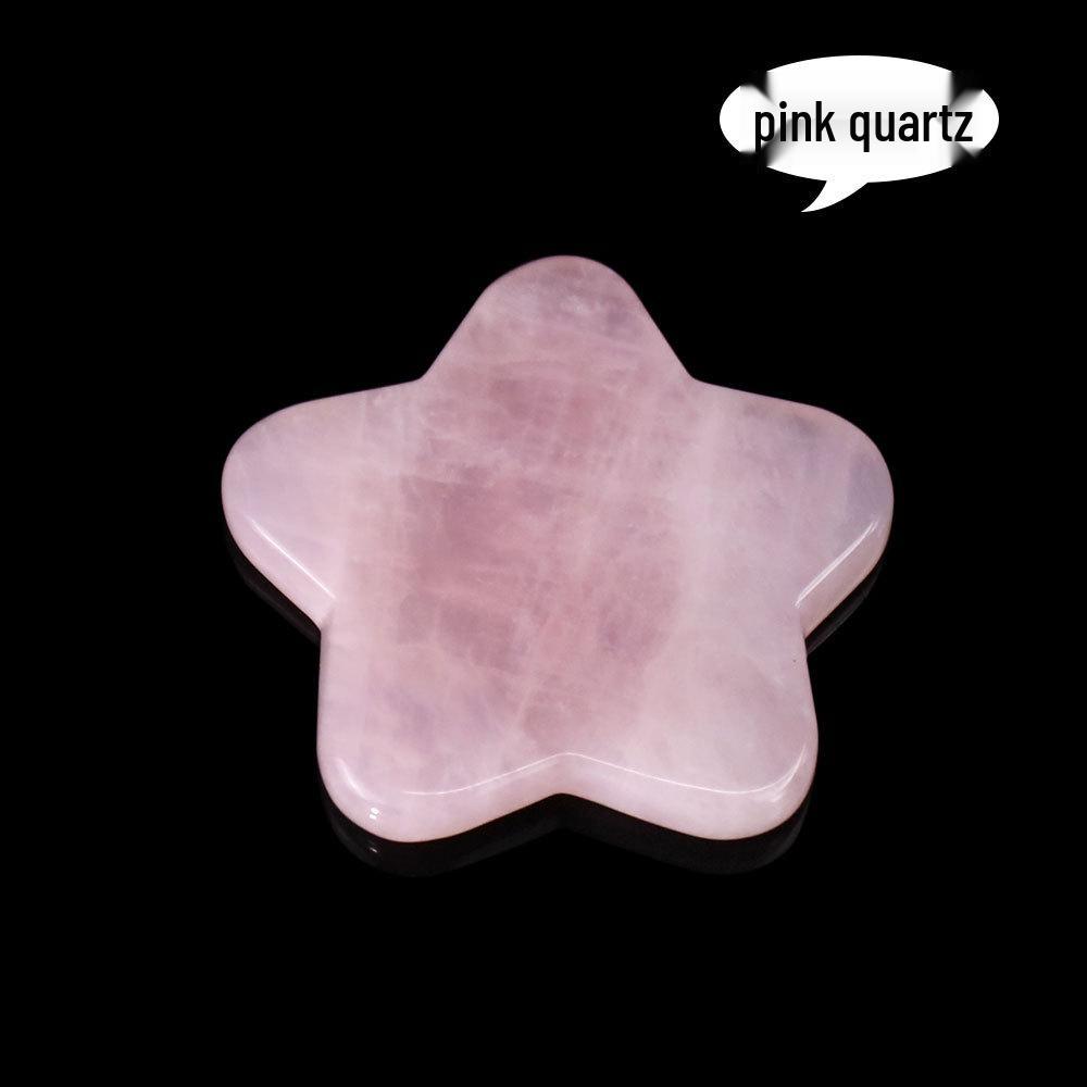 D174 Natural Crystal Jade Star Magnetic Retractable Phone Holder with Engraving Option Pentagram (Raw Stone)