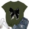 Ladies' Loose Comfortable Casual Fashionable  Bow Pattern Printed Round Neck Short Sleeved Shirt