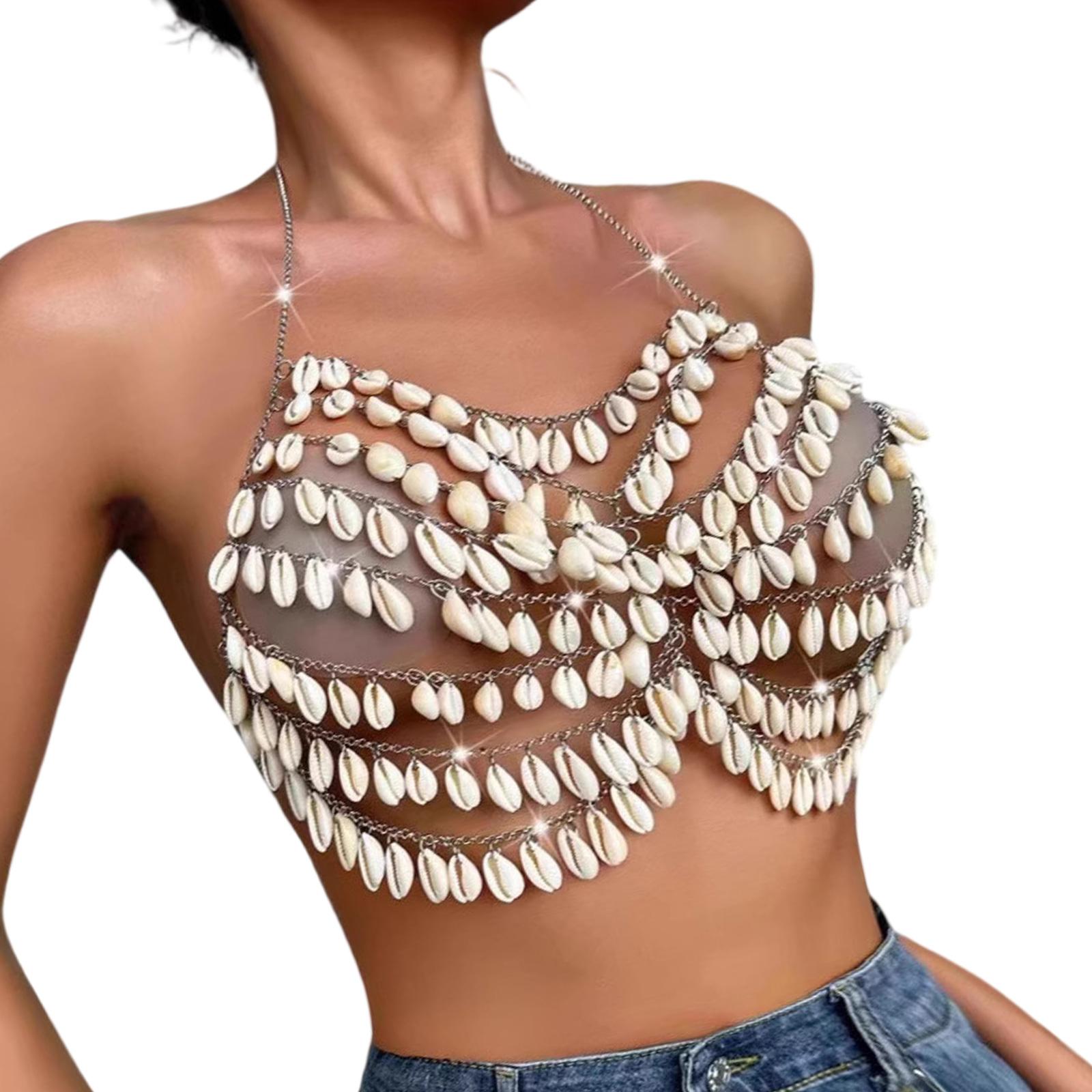 

Beaded Body Chain Multilayer Chest Chain Festival Raves Body Chain Harness Body Accessories Jewelry for Women Girls 1