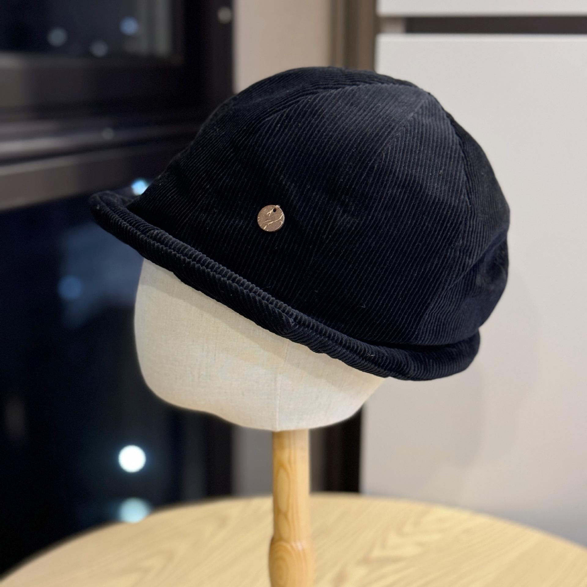 

New style of laid-back old money style, understated and unique, rolled-brimmed beanie hat, warm for autumn and winter, round-top fisherman hat with Adult54-60Adjustable чёрный
