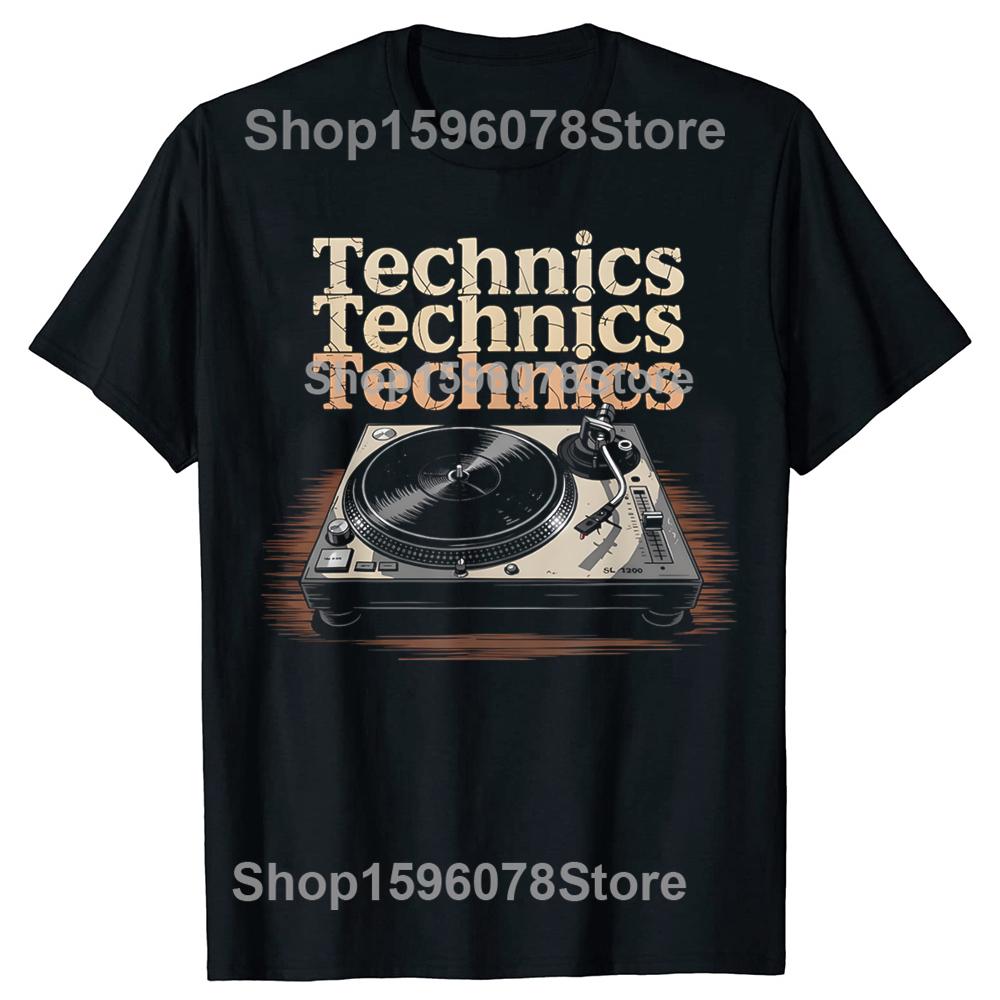 Vintage Turntable Old School DJ Music Tshirts Men Womens Fashion Casual Tshirt 100 Cotton Loose Oversized T Shirt Summer