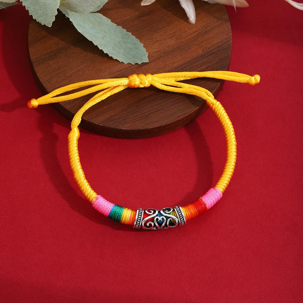 Ethnischer Stil Tibetische Passepartout-Textur Gewebtes Mehrfarbiges Seil, Retro Imitation Miao Silber Leichter Luxus Einziehbar Mode Handseil