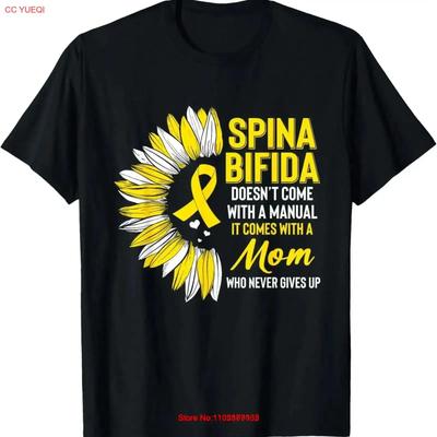 Spina Bifida Awareness Mom Mother Sunflower Yellow Ribbon T Shirt Vintage Soft Slightly Casual Graphic Stretched Stylish