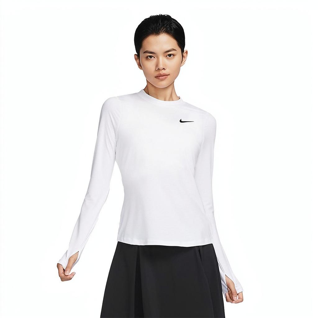 Nike Dri-Fit UV Victory Sun Protection Solid Logo Print Crew Neck Short Sleeve T-Shirt Women T-Shirts White DH2069-100