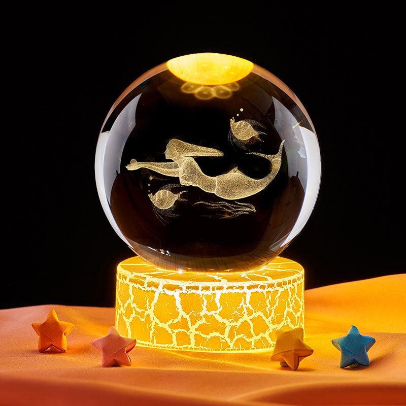 Mermaid Crystal Ball Music Box Night Light - Unique Gift for Birthdays & Holidays