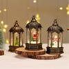 Christmas Decorative Hexagonal Water-Filled Lantern With Santa Snowman Tree Reindeer Design Holiday Tabletop Lighting