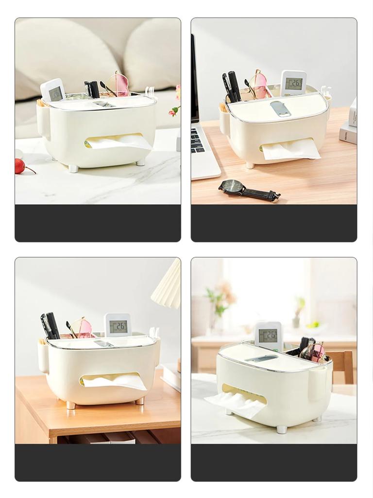 Multi Functional Tissue Storage Box Napkin Holder Living Room Office Desktop Sundries Organizer Paper Tissue Case