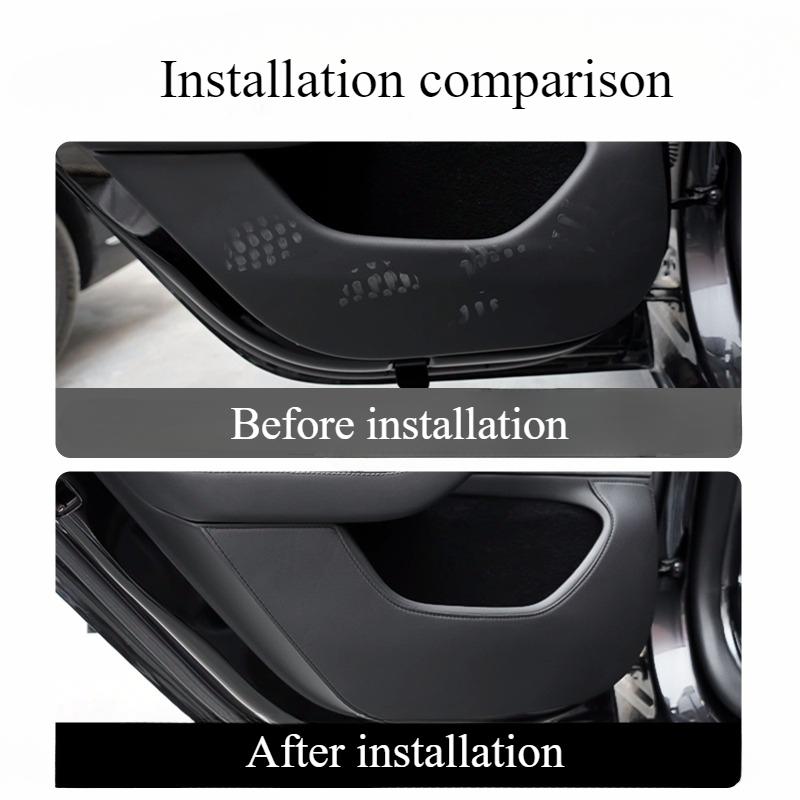 For Tesla Model Y Juniper 2025 Car Door Anti-Kick Pad Leather Sticker Trim Side Door Sill Protector Cover Interior Decoration