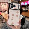 Pink Flowers Floral Printed Vertical Grain Leather Soft Silicone Phone Case Back Cover with Camera Lens Full Protection for iPhone 17