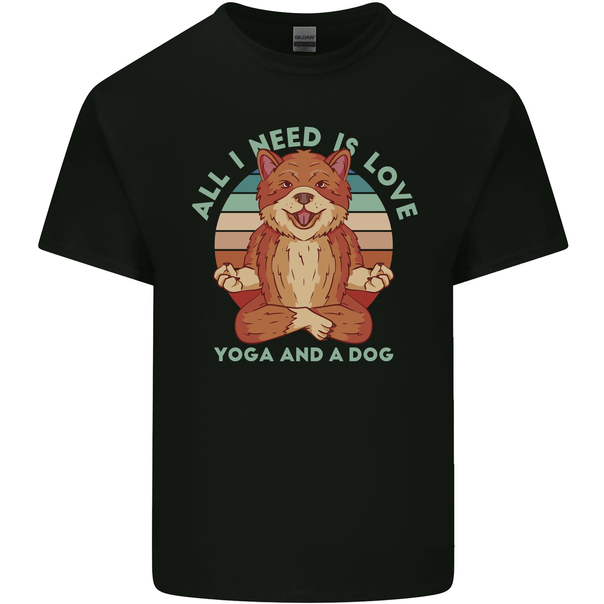 All I Need is Love Yoga and a Dog Funny Unisexs Light Cotton TShirt S