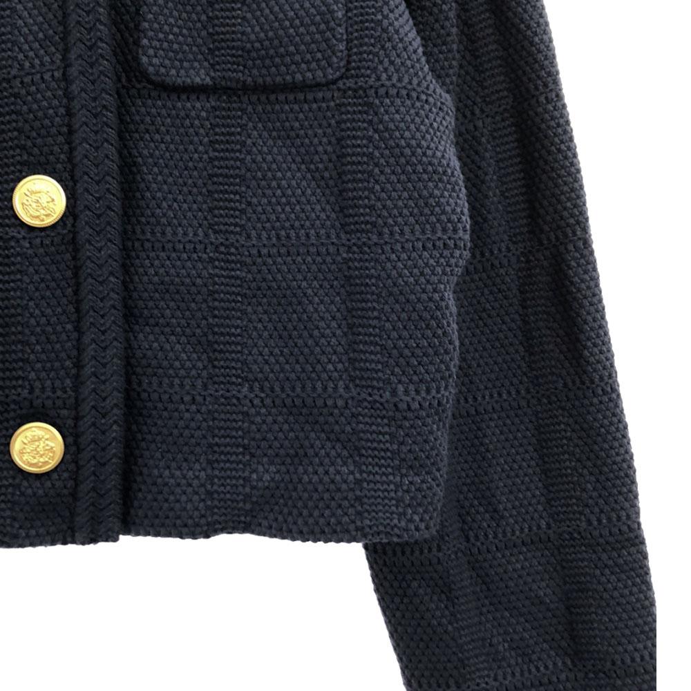 SNIDEL SWNJ241118 Langärmige Tweed Strickjacke F Marine Damen Gebraucht