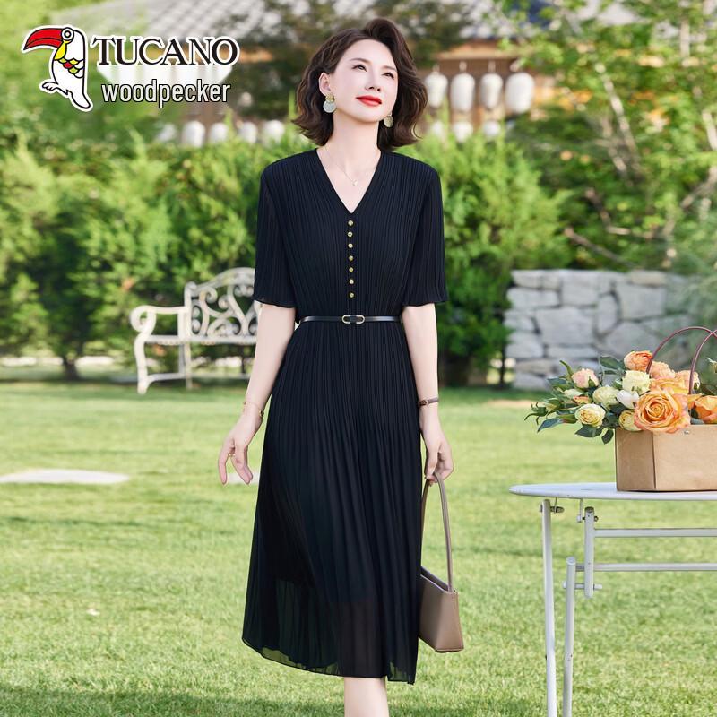 TUCANO Women s Elegant Chiffon Short-Sleeve Midi Dress XL