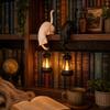 Gancho de Gato com Lanterna Vintage Lanterna de Estante para Halloween Suporte de Livro Decoração de Livro de Halloween Lâmpada de Estante Gótica Decoração Presente Para Livro