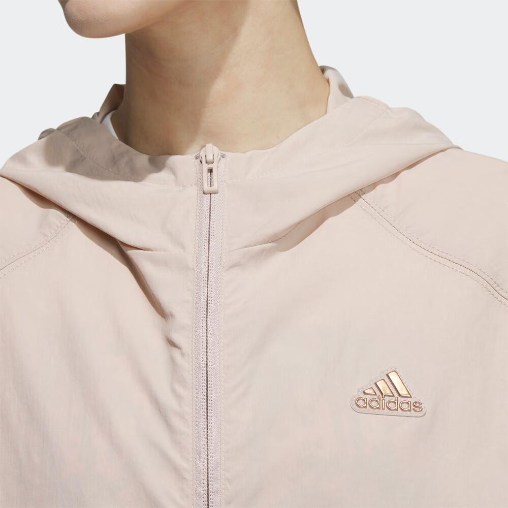 Adidas Solid Color Logo Loose Fit Zip-Up Hoodie Women Jackets Light-Gray Brown IP3959