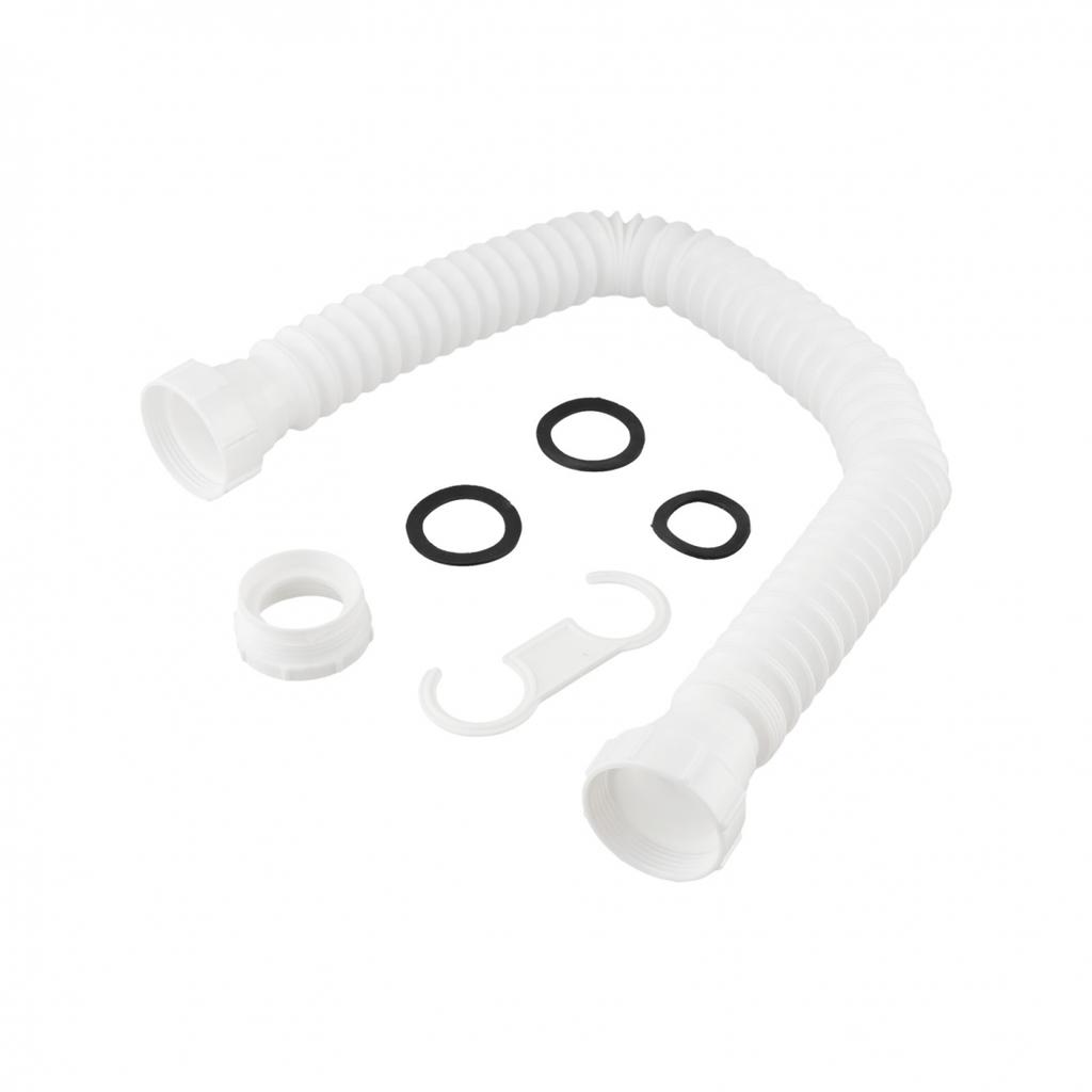 Flexible Sink Drain Pipe with 112 and 114 Inch P Trap and 1 12 1 14 Adapter Set