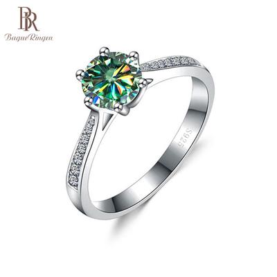 BR Echt 925 Sterling Silber 3,0 ct Moissanit Ring Für Frauen Runde Brillant Diamant Solitaire Hochzeit Verlobung Ringe Edlen Schmuck