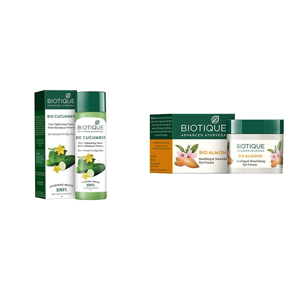 Best Indian Combo Biotique Bio Cucumber Pore Tightening Toner, 120ml & Biotique Bio White Advanced Fairness Face Wash, 150ml