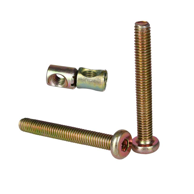 Hexagon Hex Furniture Screw Nut Set Zine M6 Threaded Bolts Phillips Nuts Wood Bed Chair Desk Table Crib Screws Assortment Kit