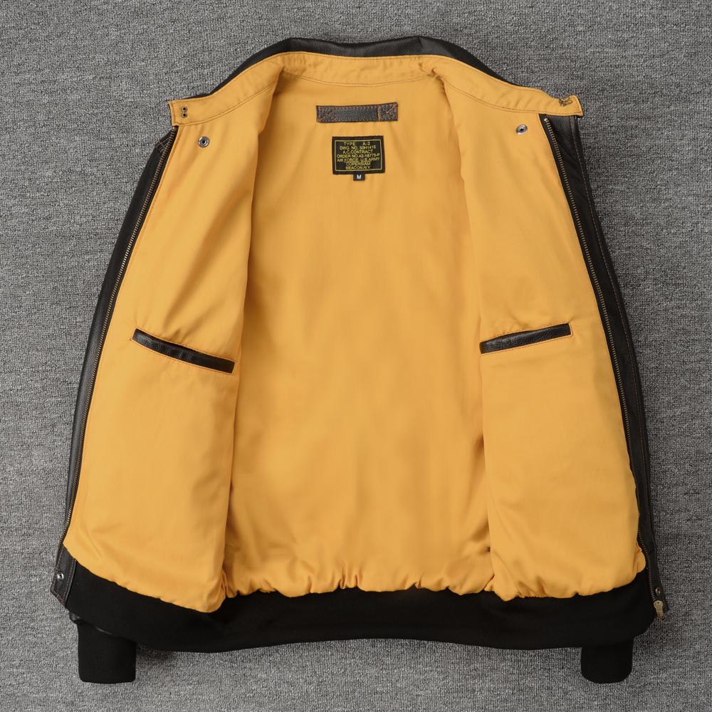 Black Brown Genuine Cow A2 Leather Jacket Men Real Cowhide Pilot Coat Air Force Flight Suits Spring Autumn