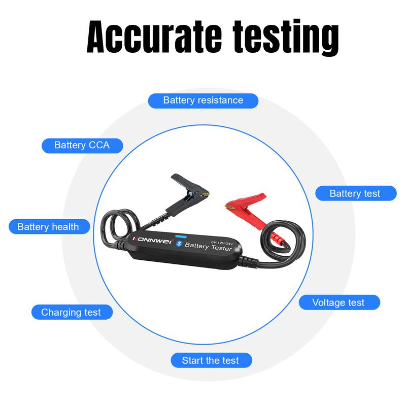 KONNWEI BK200 6V 12V 24V Bluetooth 5.0 Car Motorcycle Truck Battery Tester Battery Analyzer 2000 CCA Charging Cranking Test Tool