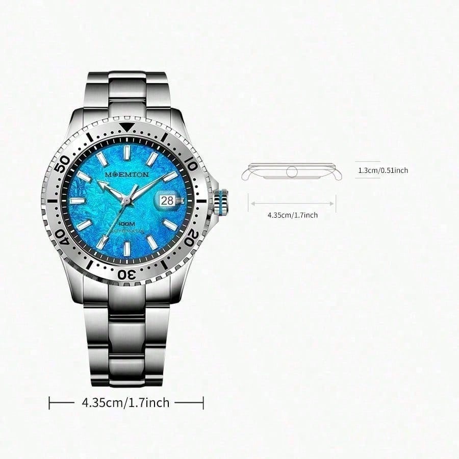 Moemton Men’s Mechanical Diving Watch Steel 100m M128.BSSA01