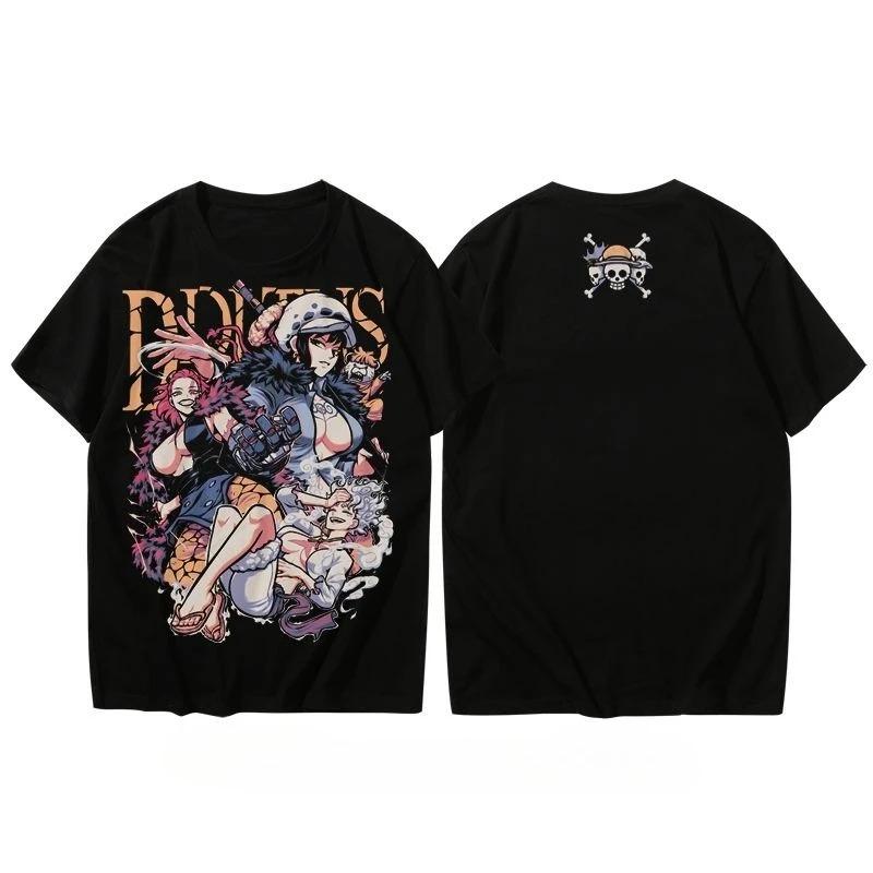 Kaido One Piece Four Emperors Double-Sided Oversized T-Shirt, Anime Pirate Graphic Tee, Unisex Casual Top