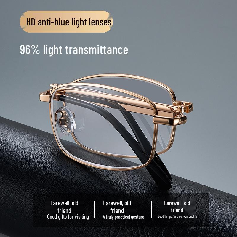 Anti-Blue Light Photochromic Folding Reading Glasses with Smart Zoom for Near, Mid, and Far Distances