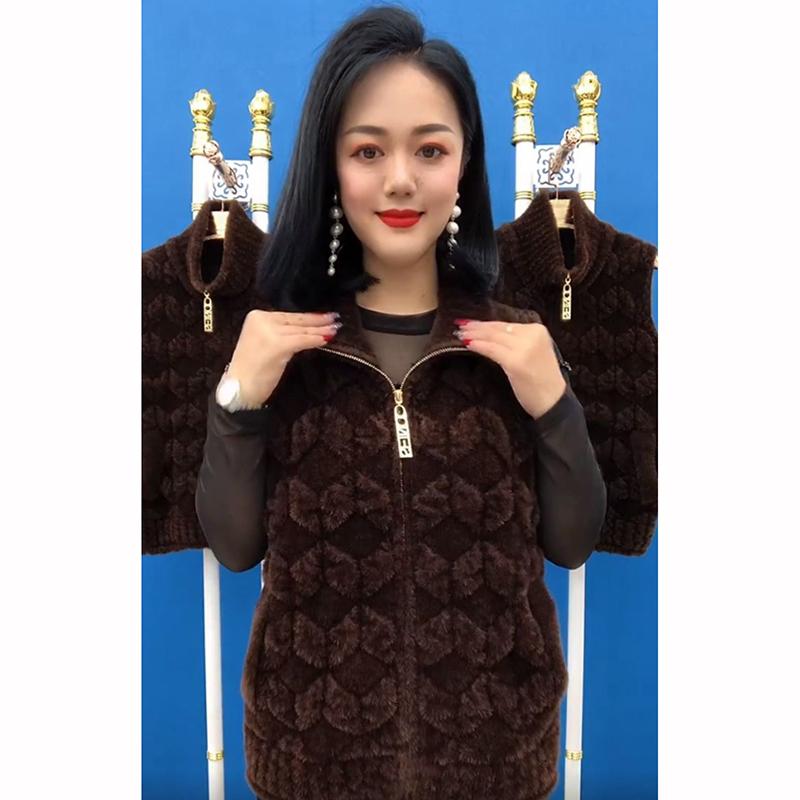 Winter Vest Women's Velvet Warm Zipper Sweater Coat Velvet Middle Aged Old Mother Vest Jacket
