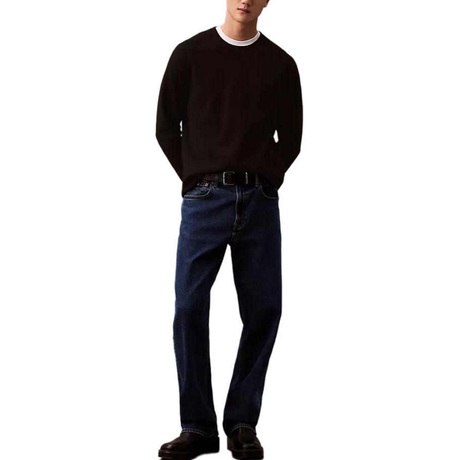 

Calvin Klein Comfortable Crew Neck Long Sleeve Pullover Sweater Men sweater Black 40BM347-001 XS