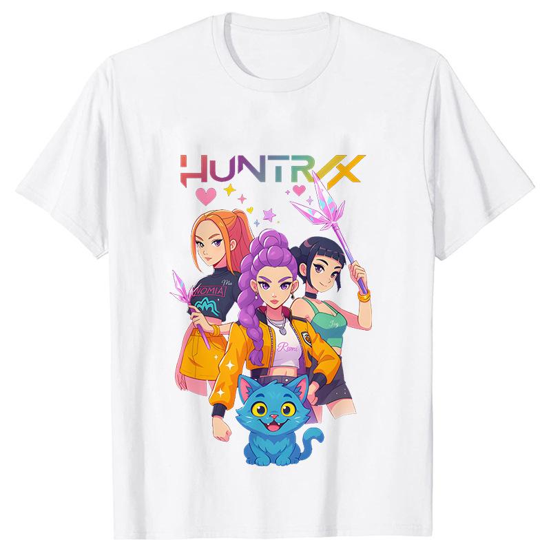 Kpop Demon Hunters Cartoon T-shirt for Chrildren  O-neck T-shirts 2025 Hot Movies Same Tshirts Fans Gifts Y2K High Street Tops