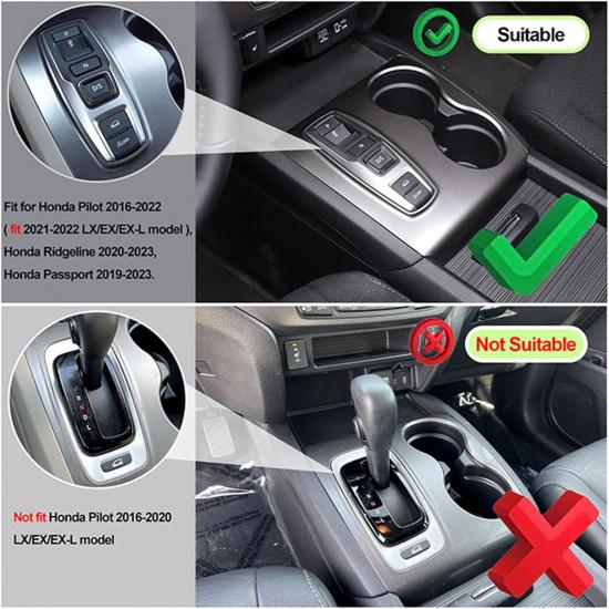 Gear Shift Panel Cover Trim For Honda Pilot 2016-/ Ridgeline -/ Passport -, ABS Automotive Center Consoles Cup Holder Cover Protector Accessories