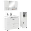 Bathroom Furniture Set 3 pcs High Gloss White Plywood and Metal