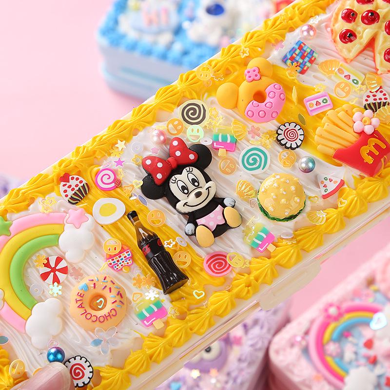 Dvoupatrový penál: Dětský DIY Ručně vyráběný krémový lepidlový obal pro žáky základních škol - Narozeninový dárek