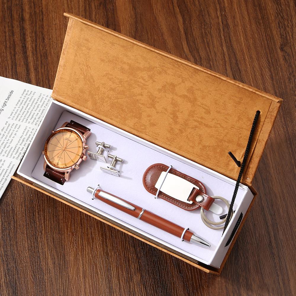 Set de Regalo para Hombre, Cartera + Reloj + Caja para Cinturón, Regalo de San Valentín Día del Padre para Novio Amigo
