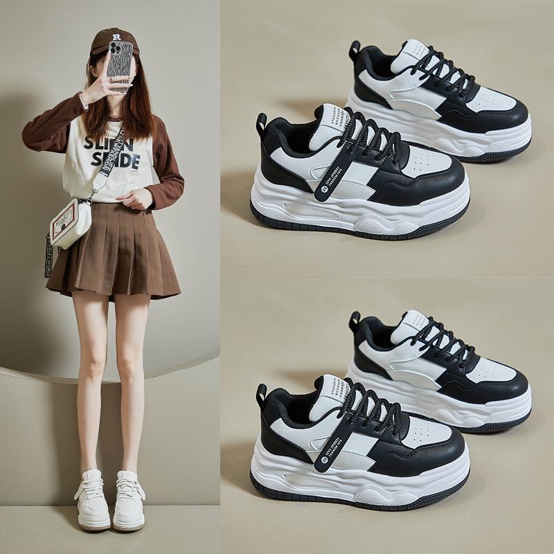 White Shoes for Women Spring New Height Increasing Student Board Shoes for Women Platform Street Style Casual Shoes