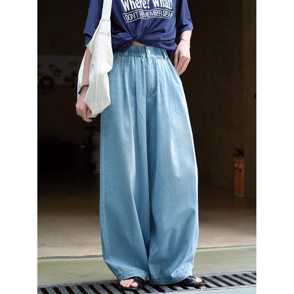 Louvre Women s Retro High-Waisted Wide-Leg Jeans - Slimming Casual Summer Streetwear Medium