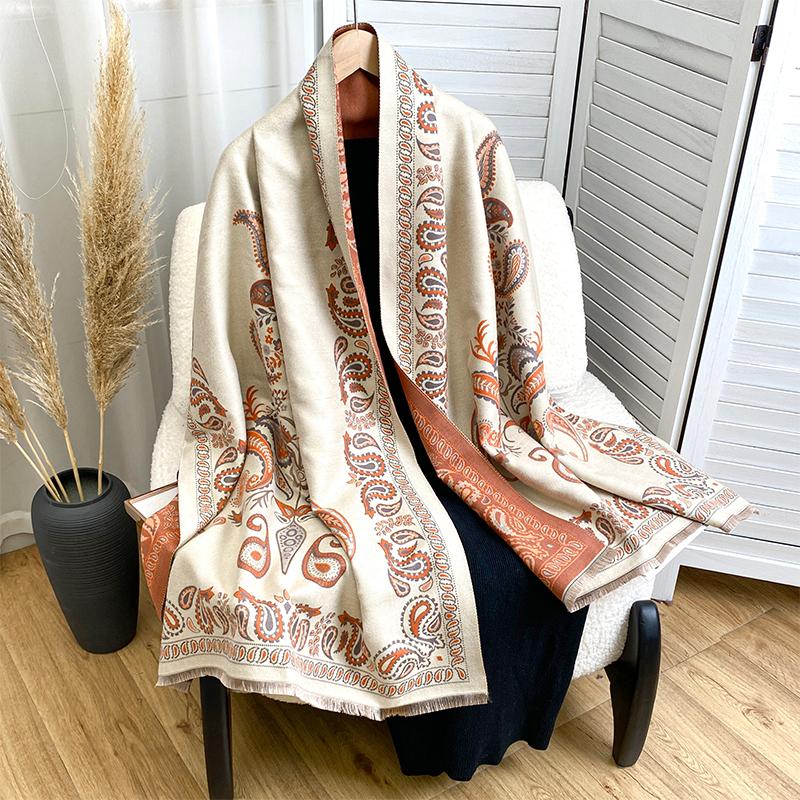 Design Paisley Printed Cashmere Scarf Women Winter Pashmina Shawls And Wraps Thick Warm Bufanda Stoles Blanket Luxury