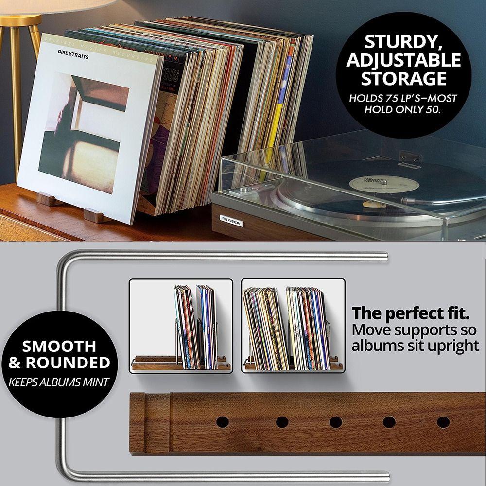 Solid Walnut Vinyl Record Holder Space Saving Album Display Holder Retro CD Racks